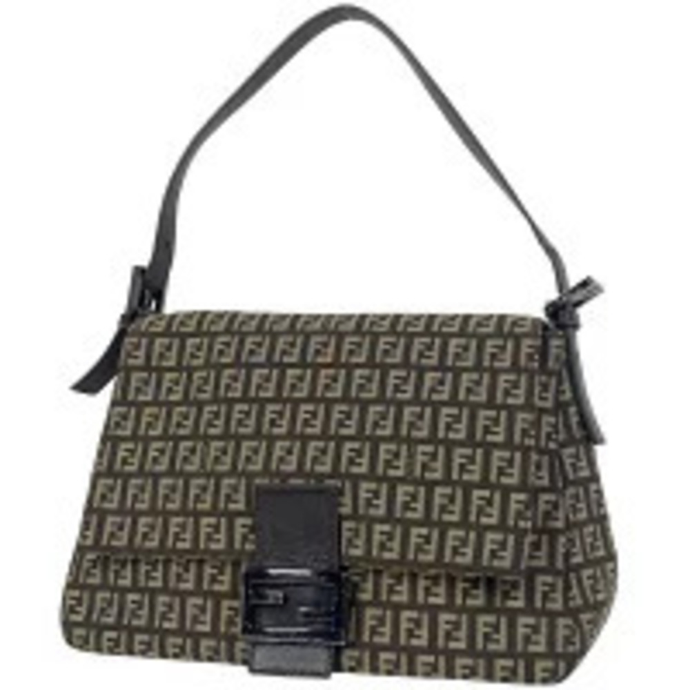 Fendi Zucchino shoulder bag handbag Mamma Bucket canvas brown